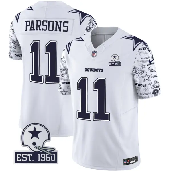 Mens Dallas Cowboys Pattern Style Vapor Limited Jersey Micah Parsons Jersey White