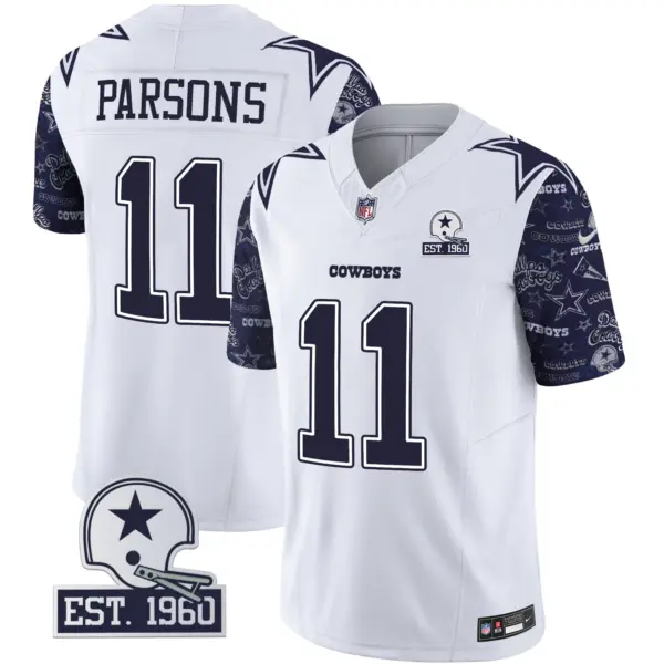 Mens Dallas Cowboys Pattern Style Vapor Limited Jersey Micah Parsons Jersey Navy Sleeves