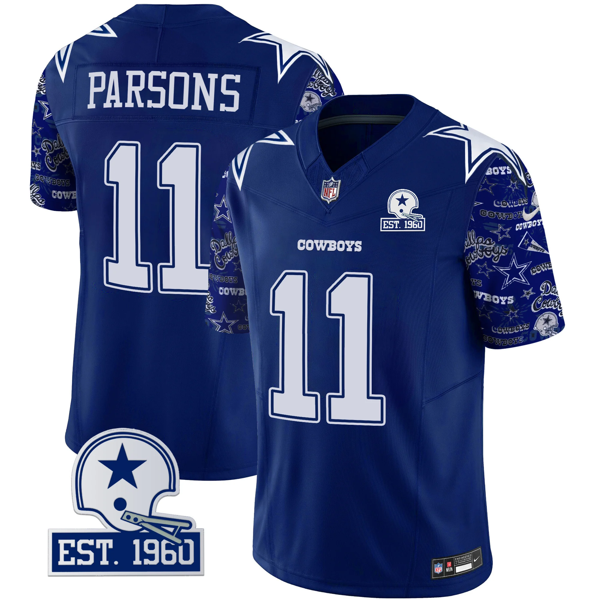 Mens Dallas Cowboys Pattern Style Vapor Limited Jersey Micah Parsons Jersey Royal
