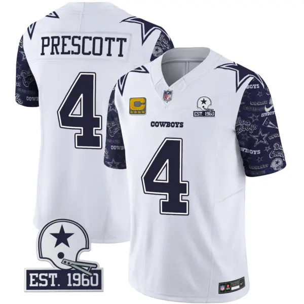 Mens Dallas Cowboys Pattern Style Vapor Limited Jersey Dak Prescott Jersey Navy Sleeves