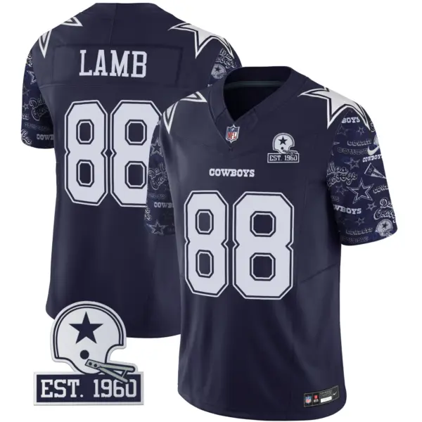 Mens Dallas Cowboys Pattern Style Vapor Limited Jersey Ceedee Lamb Jersey Navy