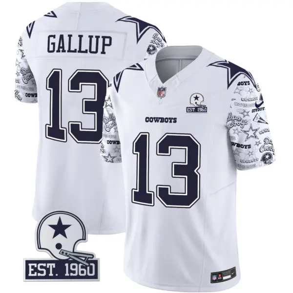 Mens Dallas Cowboys Pattern Style Vapor Limited Jersey Michael Gallup Jersey White