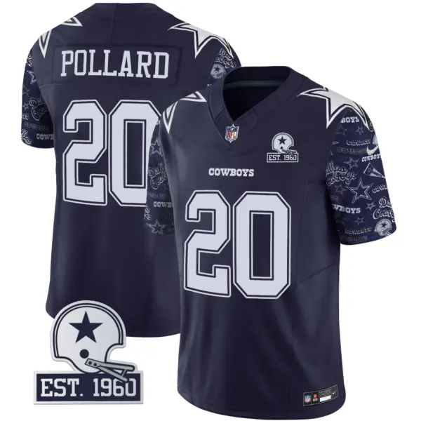 Mens Dallas Cowboys Pattern Style Vapor Limited Jersey Tony Pollard Jersey Navy