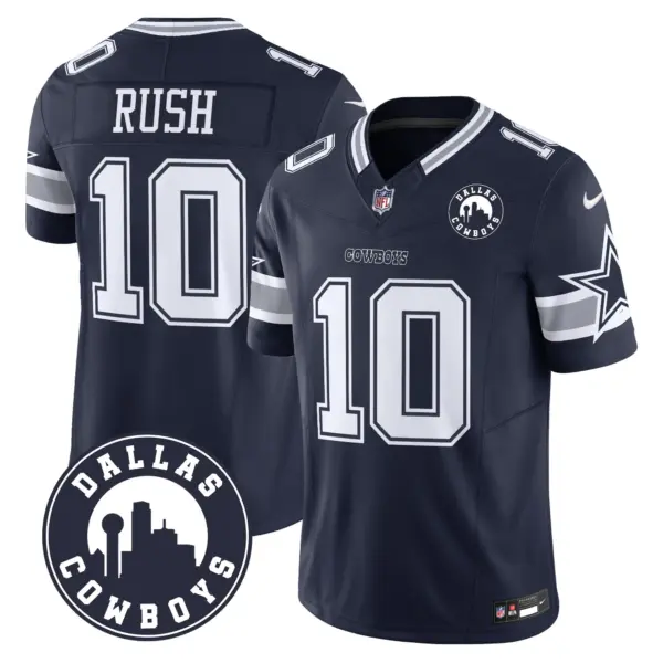 Mens Dallas Cowboys Dallas City Patch Vapor Limited Jersey Cooper Rush Jersey Navy