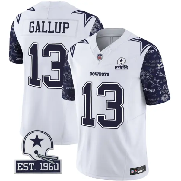 Mens Dallas Cowboys Pattern Style Vapor Limited Jersey Michael Gallup Jersey Navy Sleeves