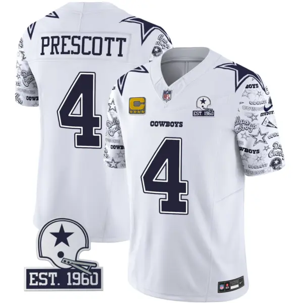 Mens Dallas Cowboys Pattern Style Vapor Limited Jersey Dak Prescott Jersey White