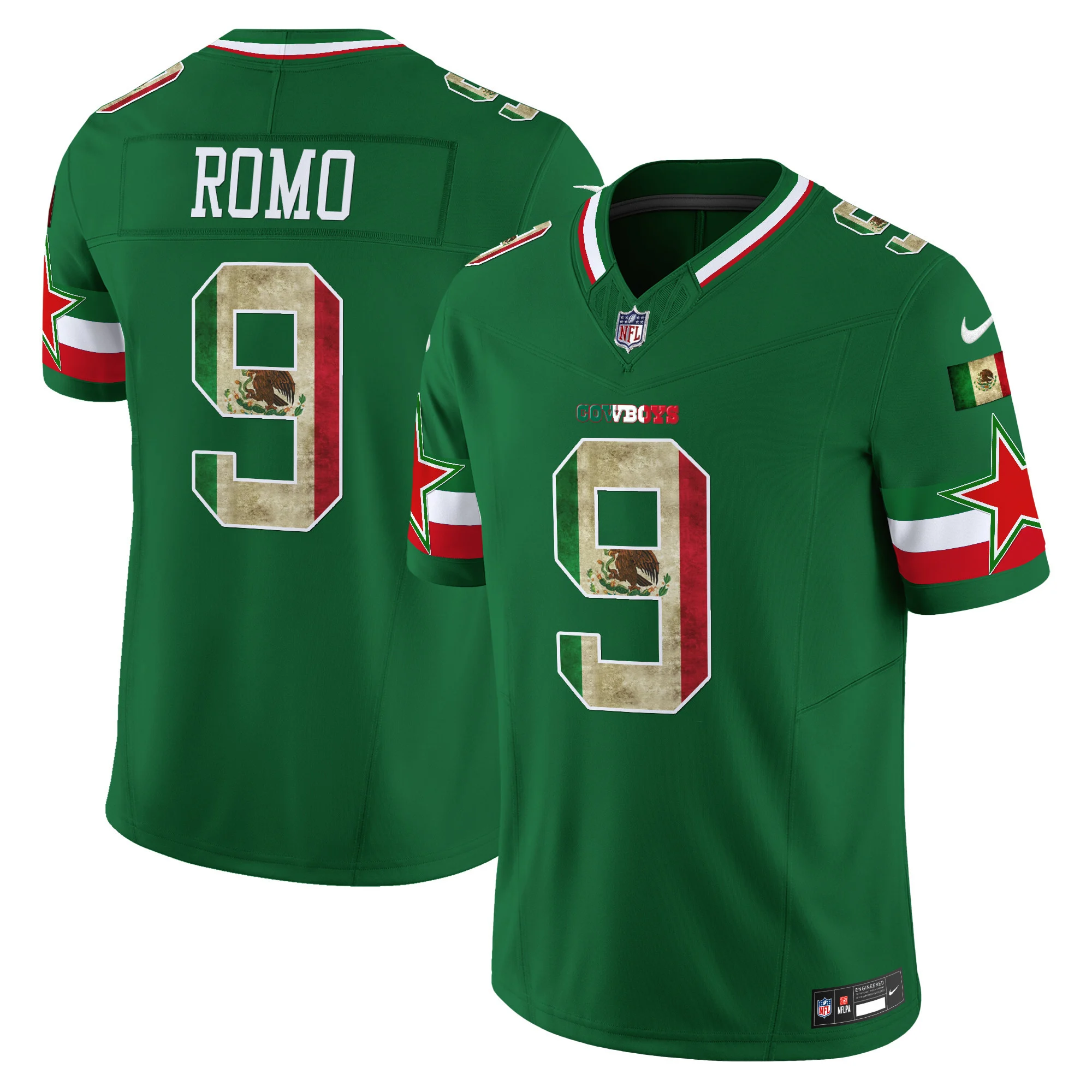 Mens Dallas Cowboys Mexico Vapor Limited Jersey V3 Tony Romo Jersey Green