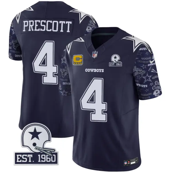 Mens Dallas Cowboys Pattern Style Vapor Limited Jersey Dak Prescott Jersey Navy