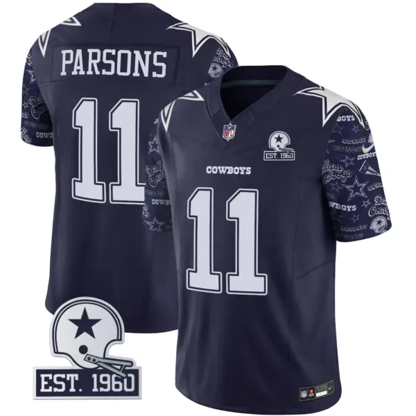 Mens Dallas Cowboys Pattern Style Vapor Limited Jersey Micah Parsons Jersey Navy