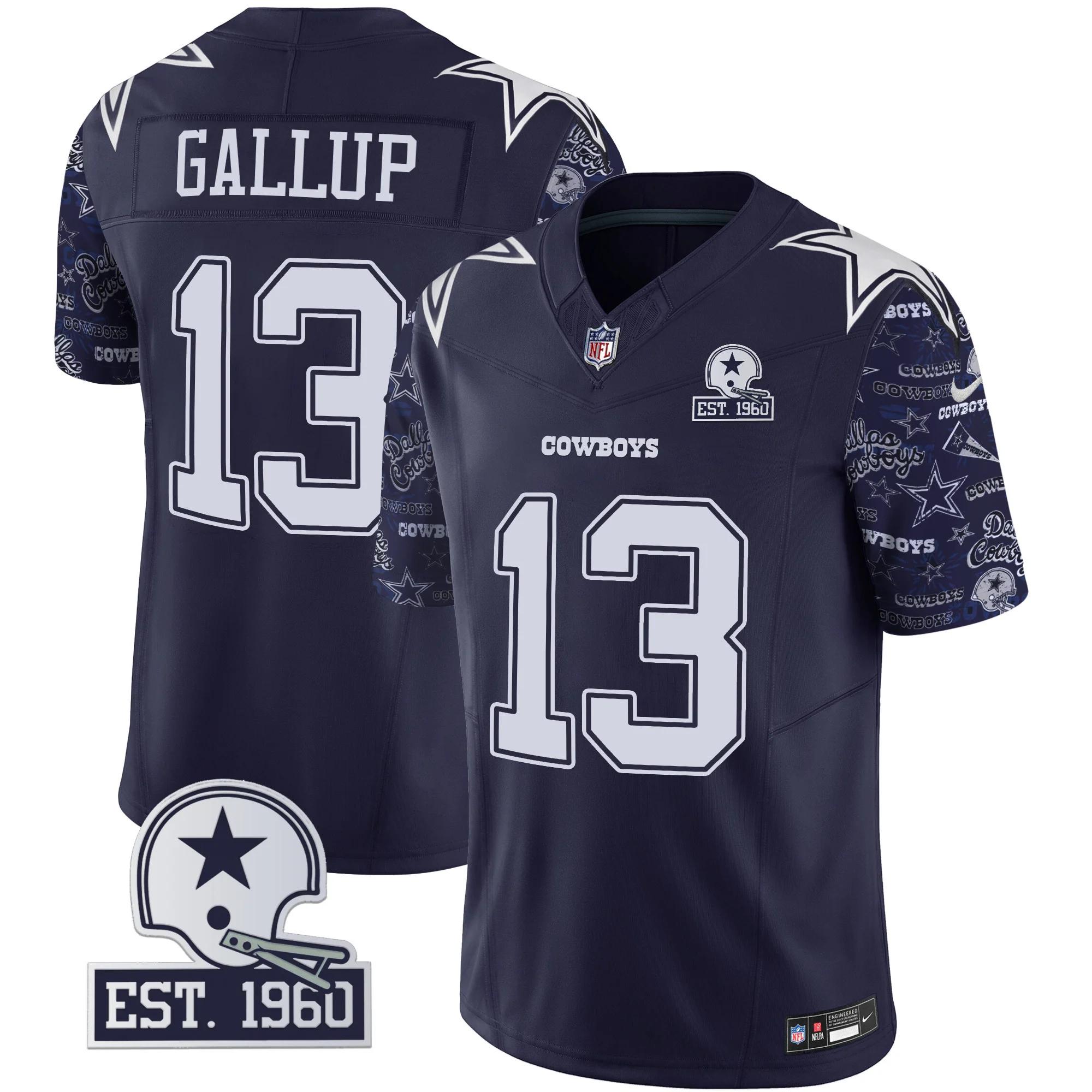 Mens Dallas Cowboys Pattern Style Vapor Limited Jersey Michael Gallup Jersey Navy