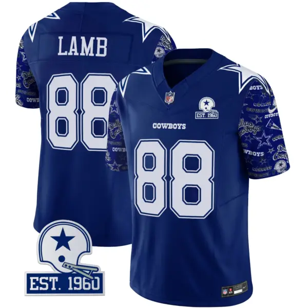 Mens Dallas Cowboys Pattern Style Vapor Limited Jersey Ceedee Lamb Jersey Royal