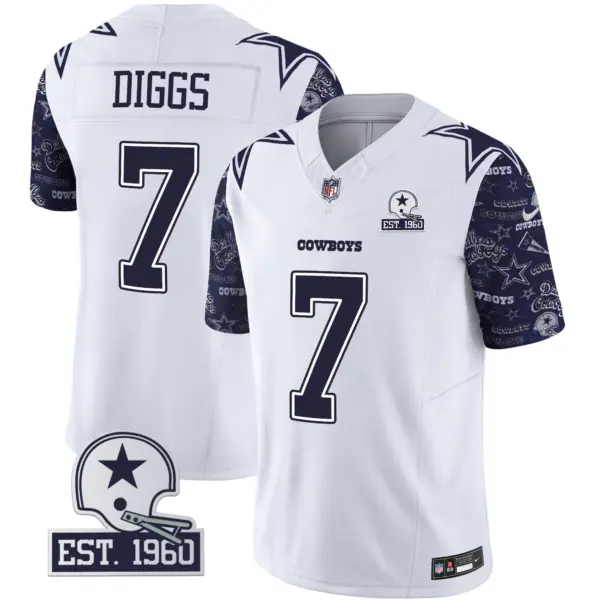 Mens Dallas Cowboys Pattern Style Vapor Limited Jersey Trevon Diggs Jersey Navy Sleeves