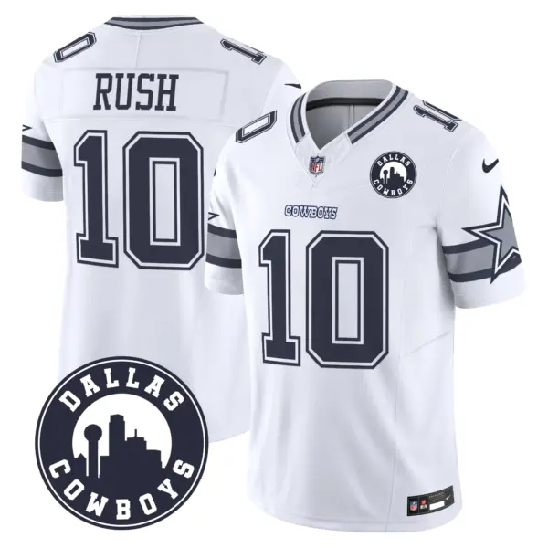 Mens Dallas Cowboys Dallas City Patch Vapor Limited Jersey Cooper Rush Jersey White