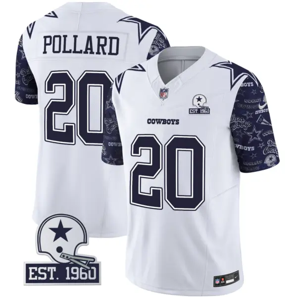 Mens Dallas Cowboys Pattern Style Vapor Limited Jersey Tony Pollard Jersey Navy Sleeves