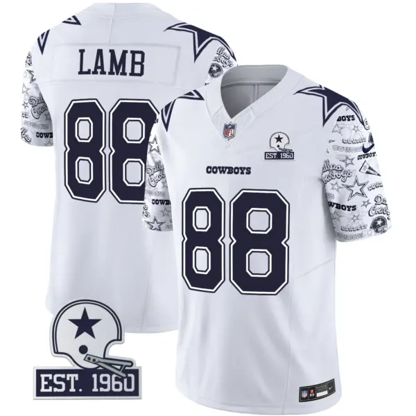 Mens Dallas Cowboys Pattern Style Vapor Limited Jersey Ceedee Lamb Jersey White