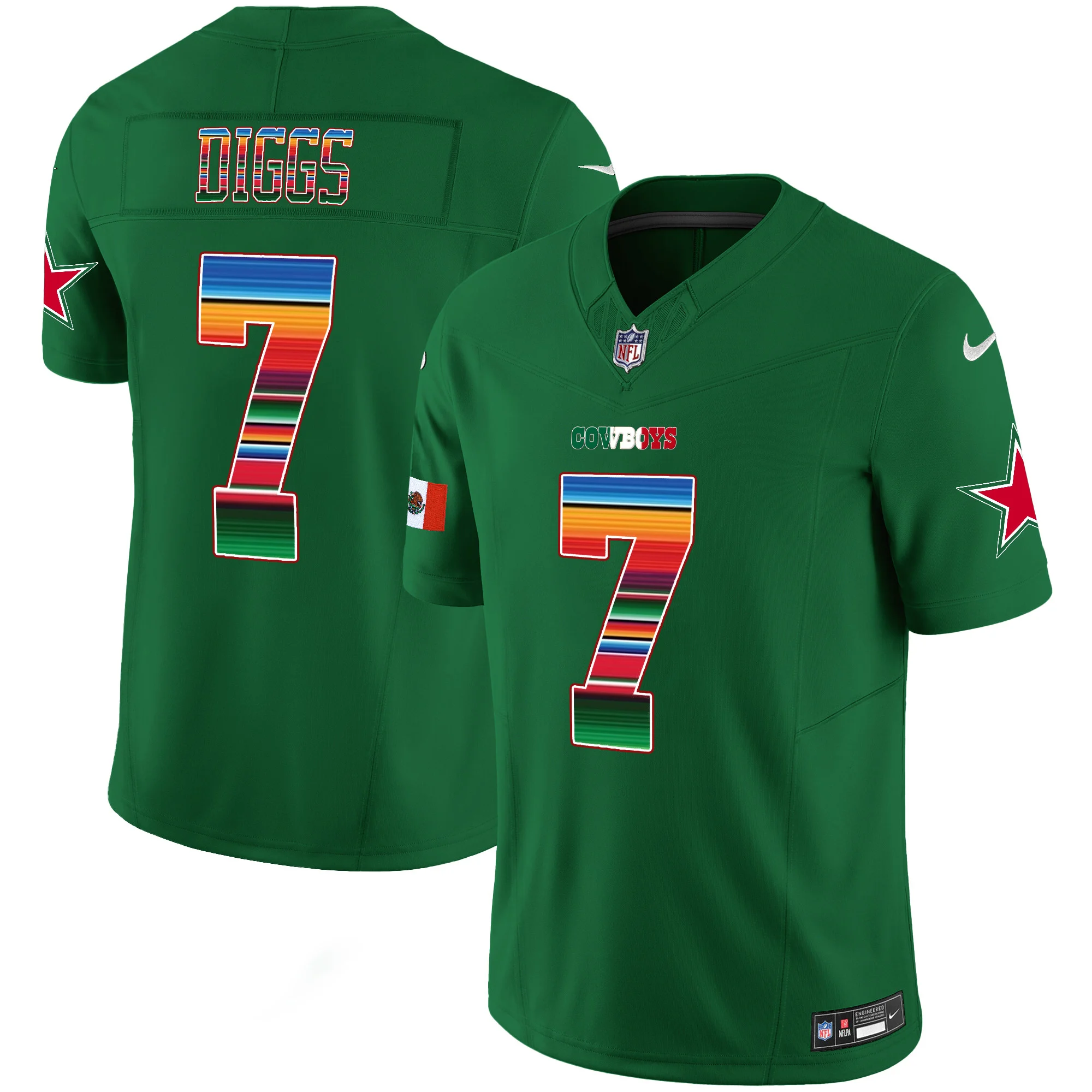 Mens Dallas Cowboys Mexico Vapor Limited Jersey V2 Trevon Diggs Jersey Green