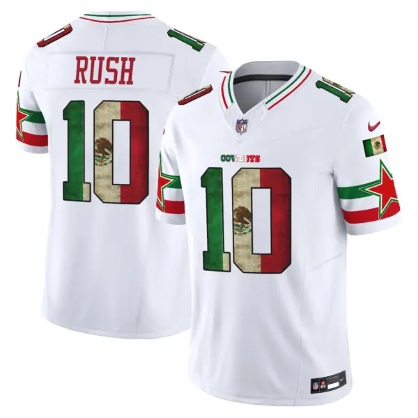Mens Dallas Cowboys Mexico Vapor Limited Jersey V3 Cooper Rush Jersey White
