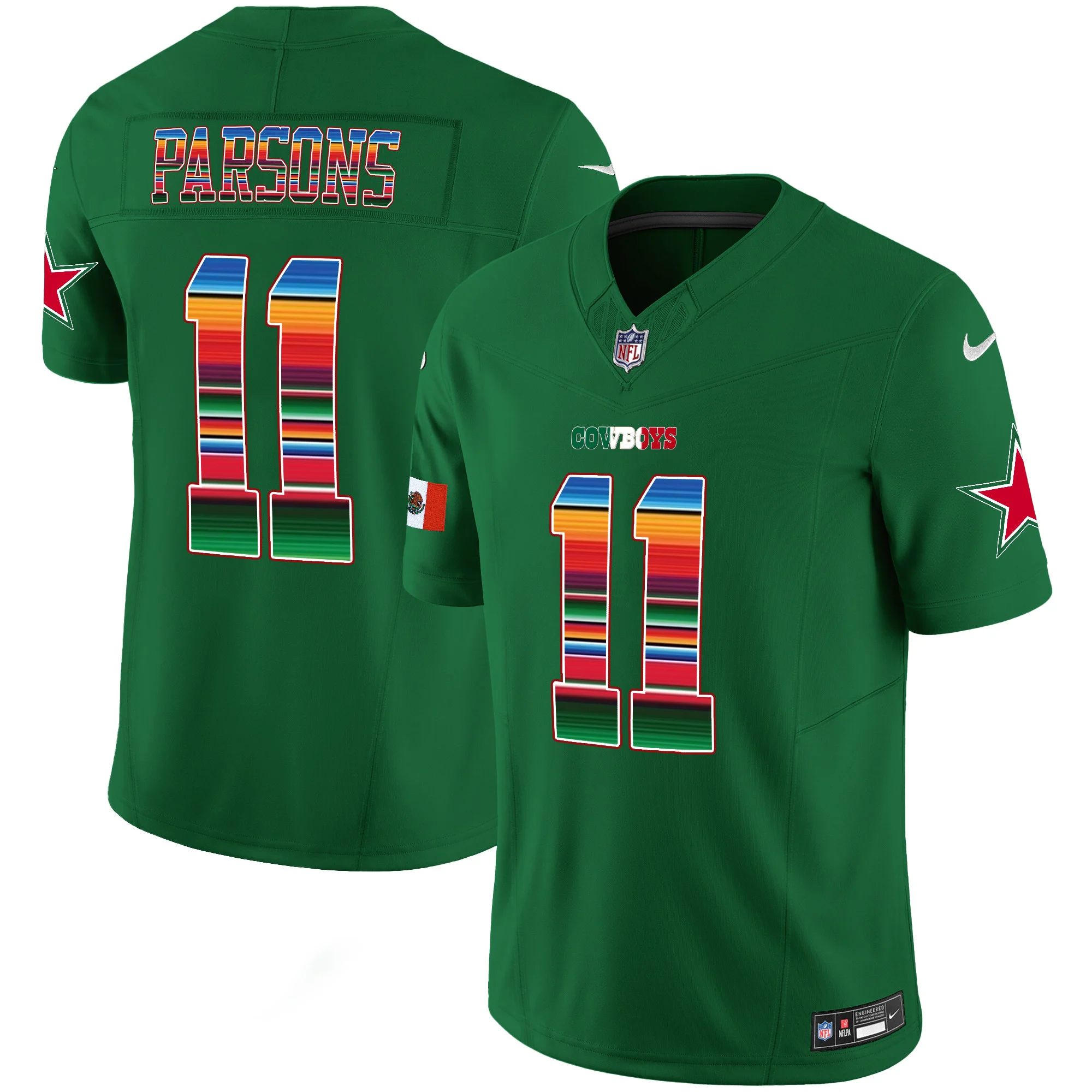 Mens Dallas Cowboys Mexico Vapor Limited Jersey V2 Micah Parsons Jersey Green