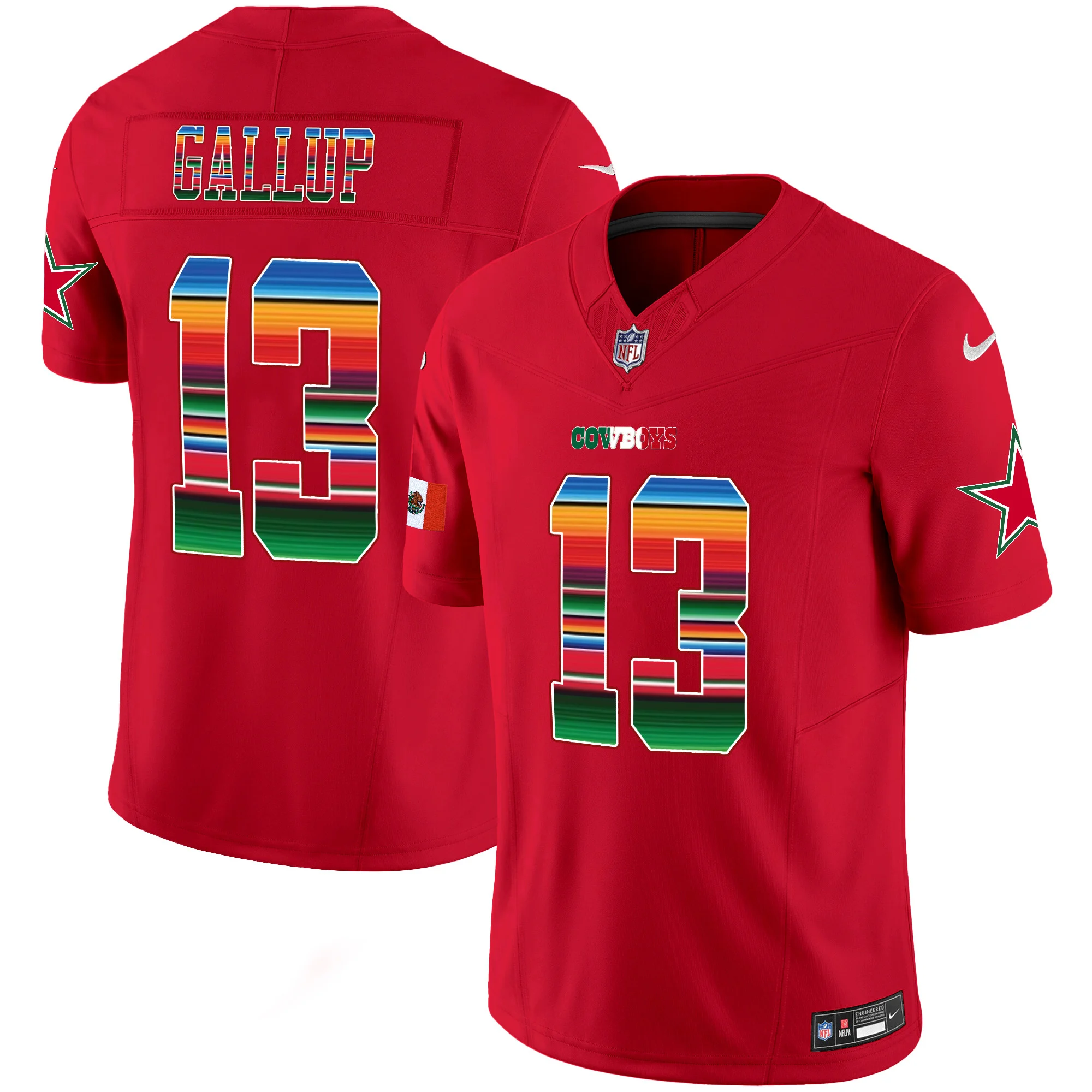 Mens Dallas Cowboys Mexico Vapor Limited Jersey V2 Michael Gallup Jersey Red