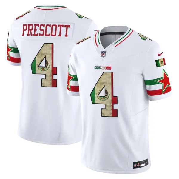 Mens Dallas Cowboys Mexico Vapor Limited Jersey V3 Dak Prescott Jersey White