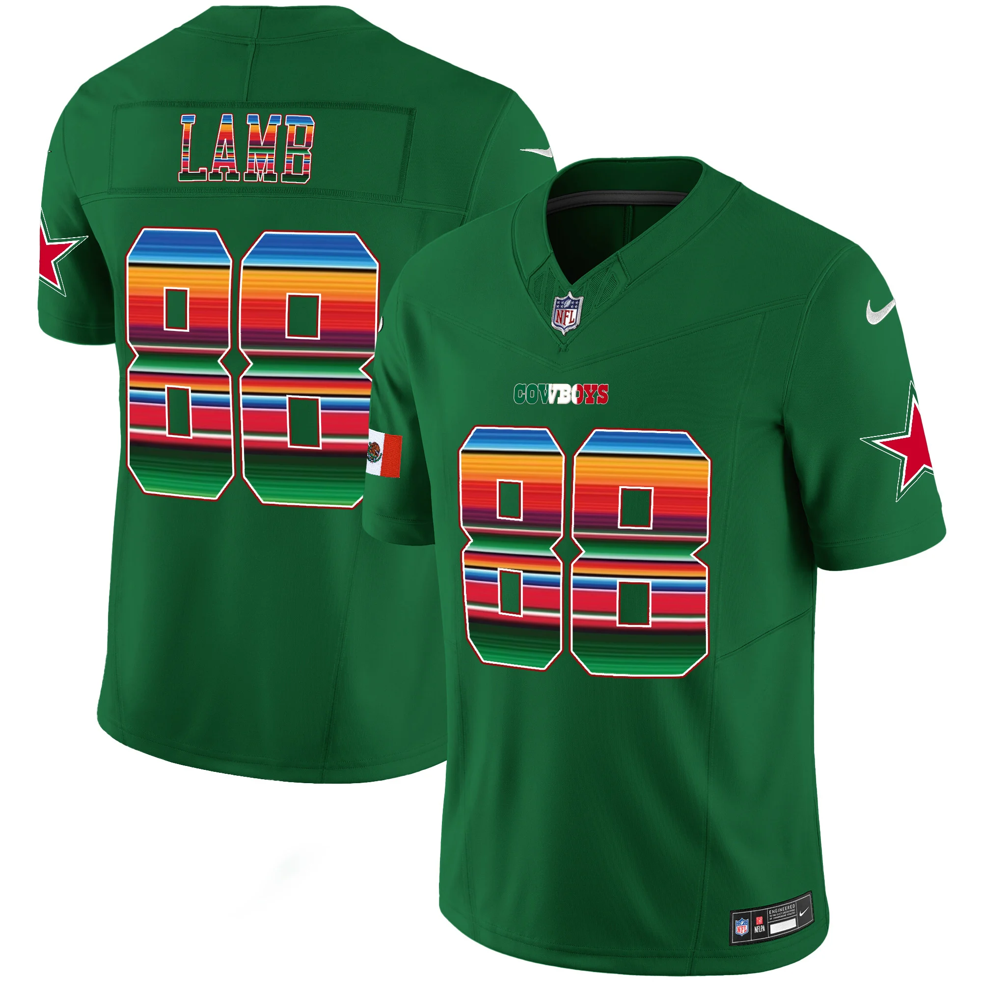 Mens Dallas Cowboys Mexico Vapor Limited Jersey V2 Ceedee Lamb Jersey Green