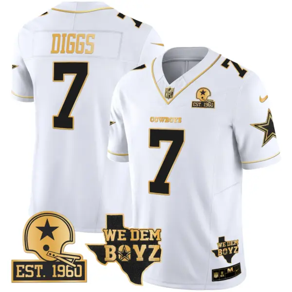 Mens Dallas Cowboys Est 1960 We Dem Boyz Patch Gold Vapor Limited Jersey V2 Trevon Diggs Jersey White Gold