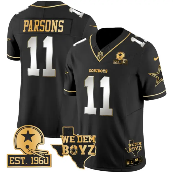 Mens Dallas Cowboys Est 1960 We Dem Boyz Patch Gold Vapor Limited Jersey V2 Micah Parsons Jersey Black Limited