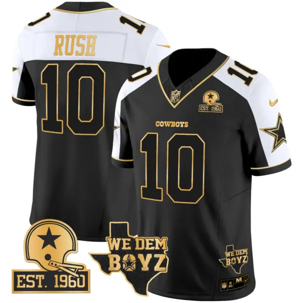 Mens Dallas Cowboys Est 1960 We Dem Boyz Patch Gold Vapor Limited Jersey V2 Cooper Rush Jersey Alternate