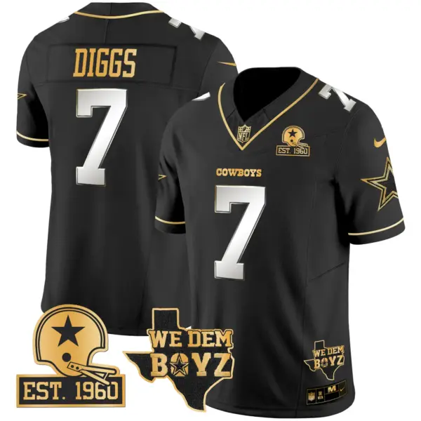 Mens Dallas Cowboys Est 1960 We Dem Boyz Patch Gold Vapor Limited Jersey V2 Trevon Diggs Jersey Black Limited