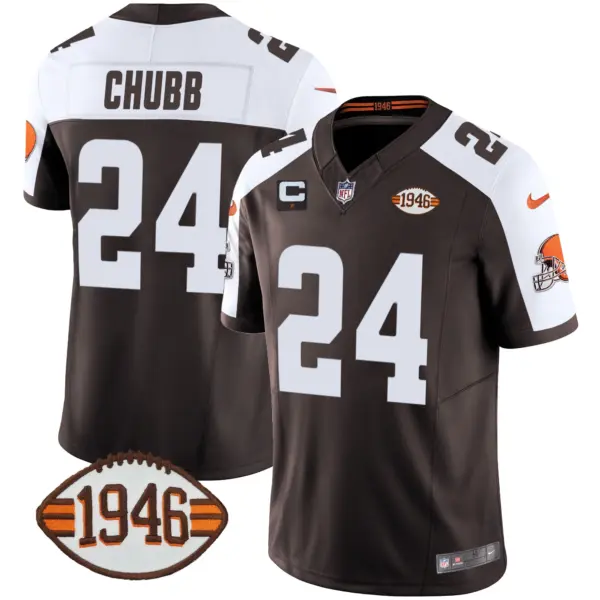 Mens Cleveland Browns 1946 75Th Anniversary Patch Jersey Nick Chubb Jersey Alternate