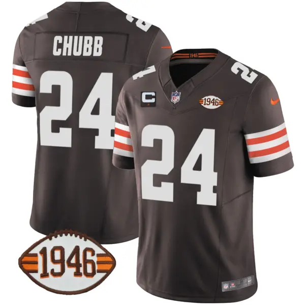 Mens Cleveland Browns 1946 75Th Anniversary Patch Jersey Nick Chubb Jersey Brown