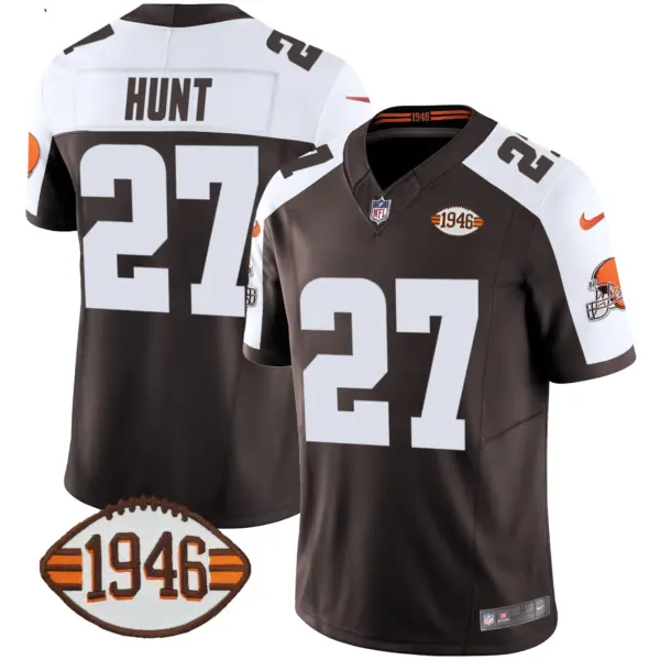 Mens Cleveland Browns 1946 75Th Anniversary Patch Jersey Kareem Hunt Jersey Alternate