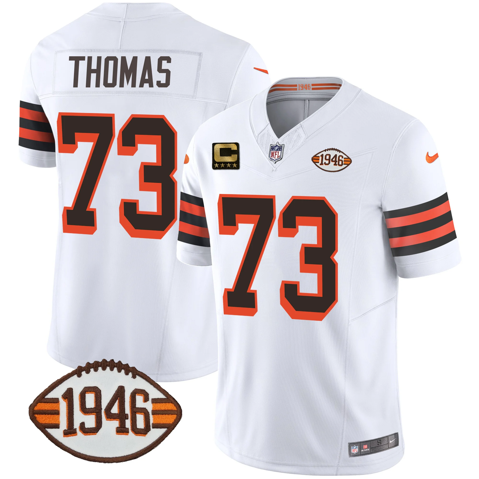 Mens Cleveland Browns 1946 75Th Anniversary Patch Jersey Joe Thomas Jersey 1946 White