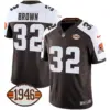 Mens Cleveland Browns 1946 75Th Anniversary Patch Jersey Jim Brown Jersey Alternate