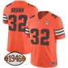 Mens Cleveland Browns 1946 75Th Anniversary Patch Jersey Jim Brown Jersey Orange