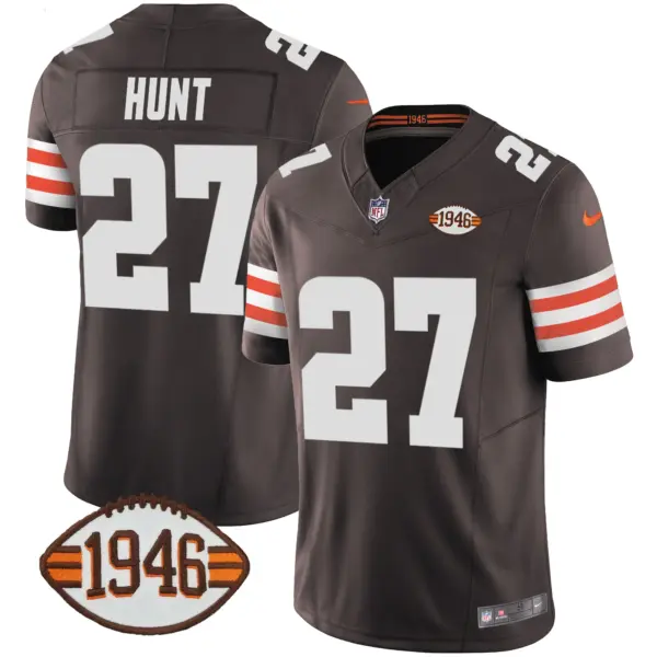 Mens Cleveland Browns 1946 75Th Anniversary Patch Jersey Kareem Hunt Jersey Brown
