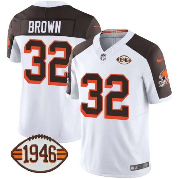 Mens Cleveland Browns 1946 75Th Anniversary Patch Jersey Jim Brown Jersey Inverted