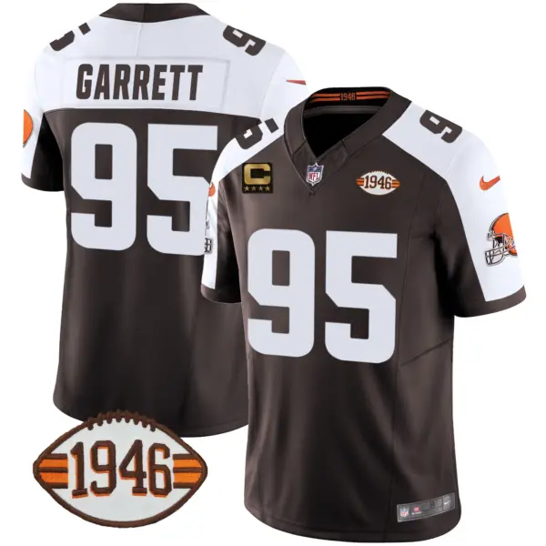 Mens Cleveland Browns 1946 75Th Anniversary Patch Jersey Myles Garett Jersey Alternate