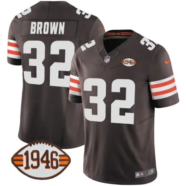 Mens Cleveland Browns 1946 75Th Anniversary Patch Jersey Jim Brown Jersey Brown