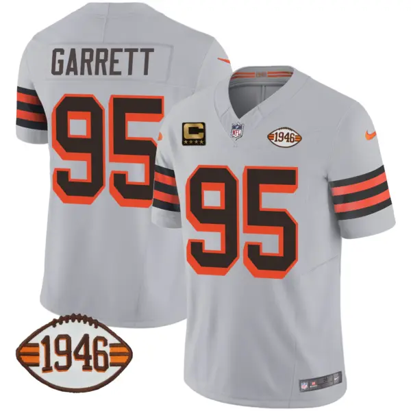 Mens Cleveland Browns 1946 75Th Anniversary Patch Jersey Myles Garett Jersey Gray