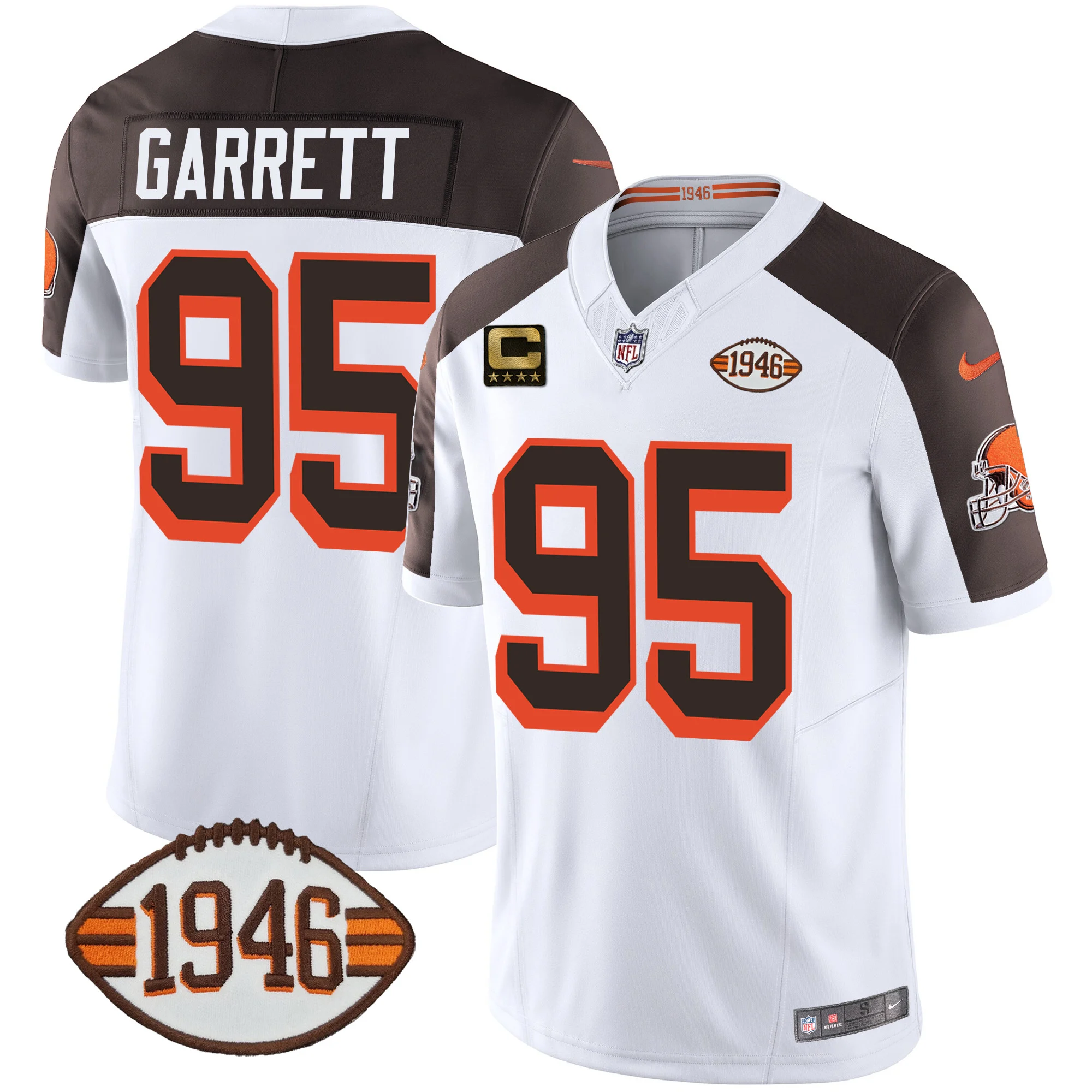 Mens Cleveland Browns 1946 75Th Anniversary Patch Jersey Myles Garett Jersey Inverted