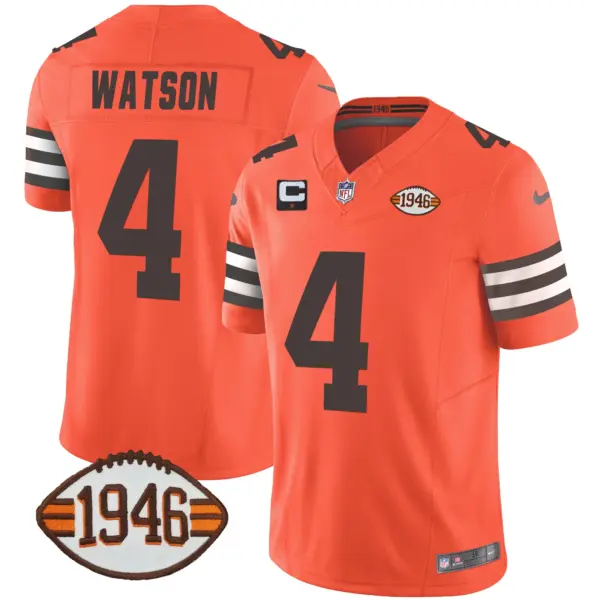 Mens Cleveland Browns 1946 75Th Anniversary Patch Jersey Deshaun Watson Jersey Orange