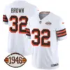 Mens Cleveland Browns 1946 75Th Anniversary Patch Jersey Jim Brown Jersey 1946 White