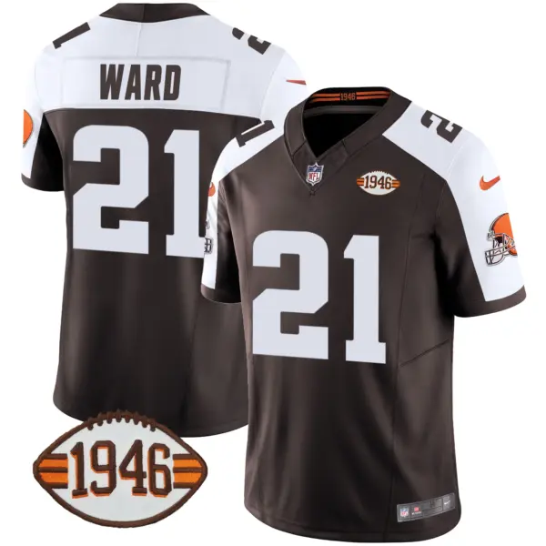 Mens Cleveland Browns 1946 75Th Anniversary Patch Jersey Denzel Ward Jersey Alternate
