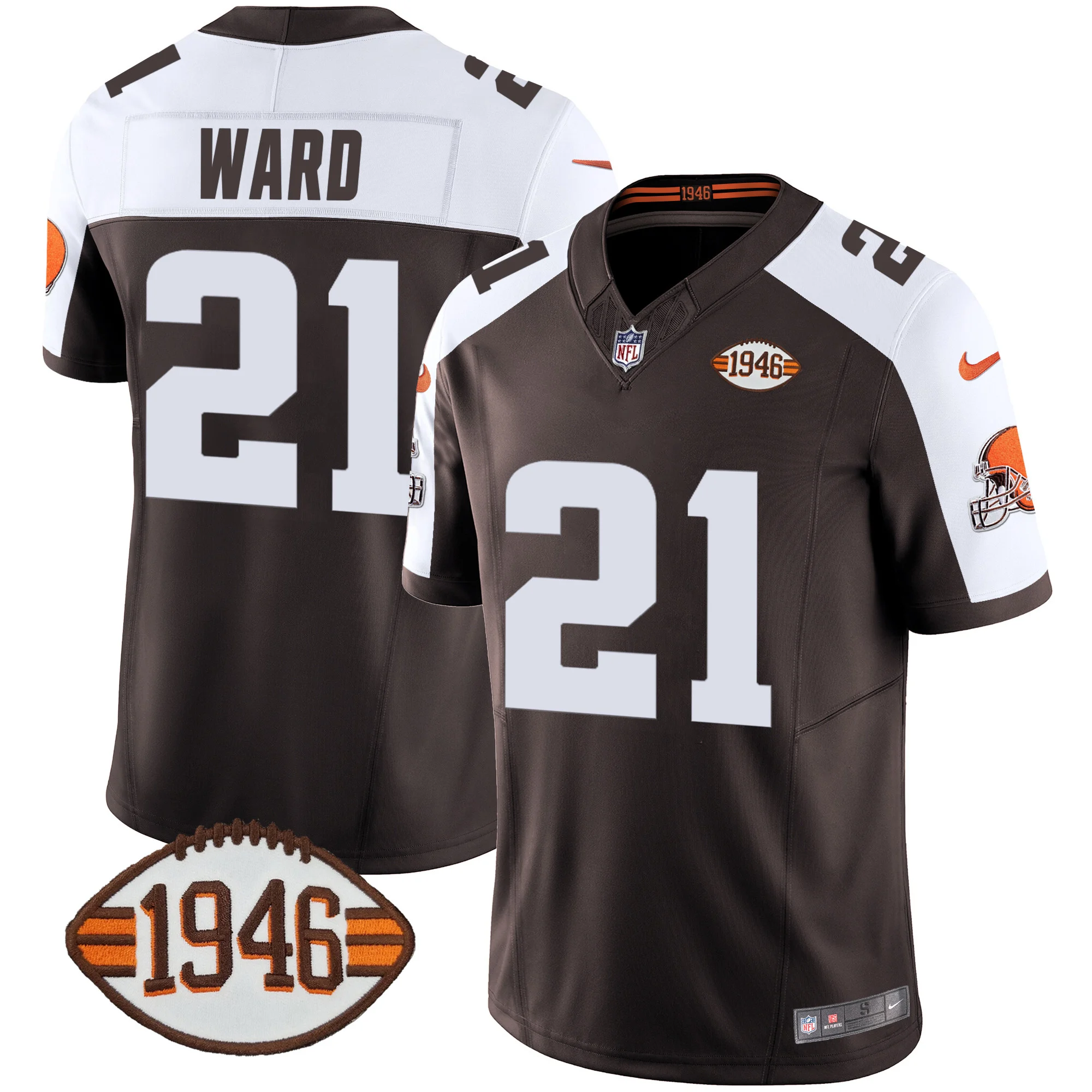 Mens Cleveland Browns 1946 75Th Anniversary Patch Jersey Denzel Ward Jersey Alternate