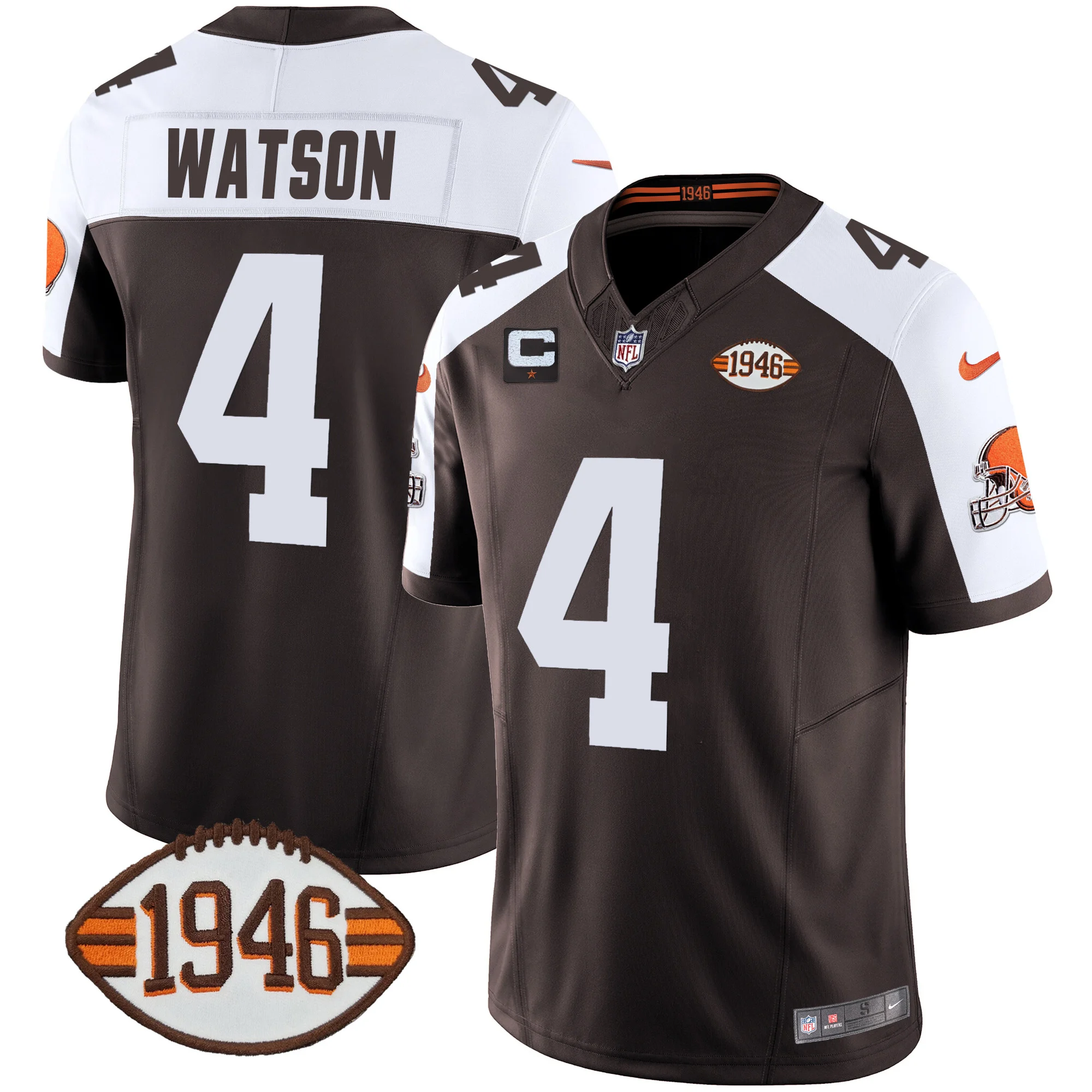 Mens Cleveland Browns 1946 75Th Anniversary Patch Jersey Deshaun Watson Jersey Alternate