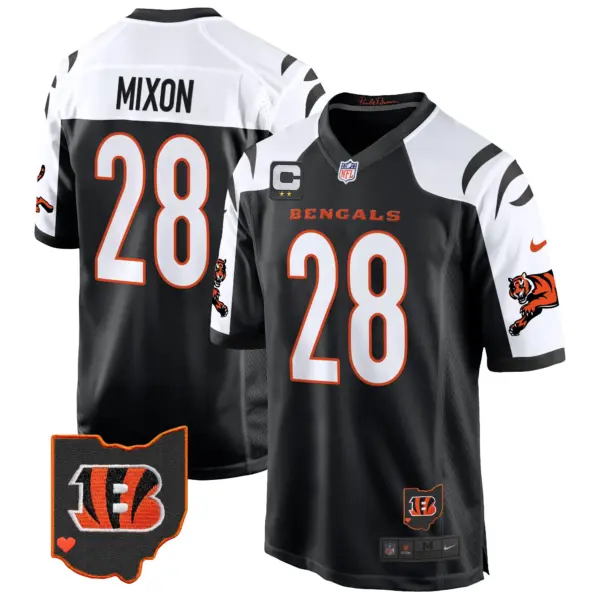 Mens Cincinnati Bengals 2024 Game Jersey Joe Mixon Jersey Black Alternate