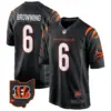 Mens Cincinnati Bengals 2024 Game Jersey Jake Browning Jersey Black
