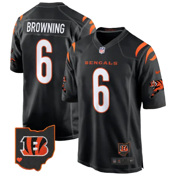 Mens Cincinnati Bengals 2024 Game Jersey Jake Browning Jersey Black