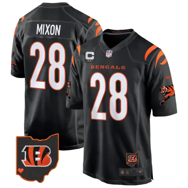 Mens Cincinnati Bengals 2024 Game Jersey Joe Mixon Jersey Black